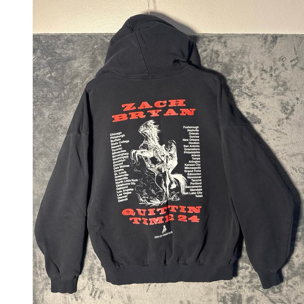 Band x Zach Bryan x One of These Days Quittin Time Tour Hoodie Men’s Large Black
